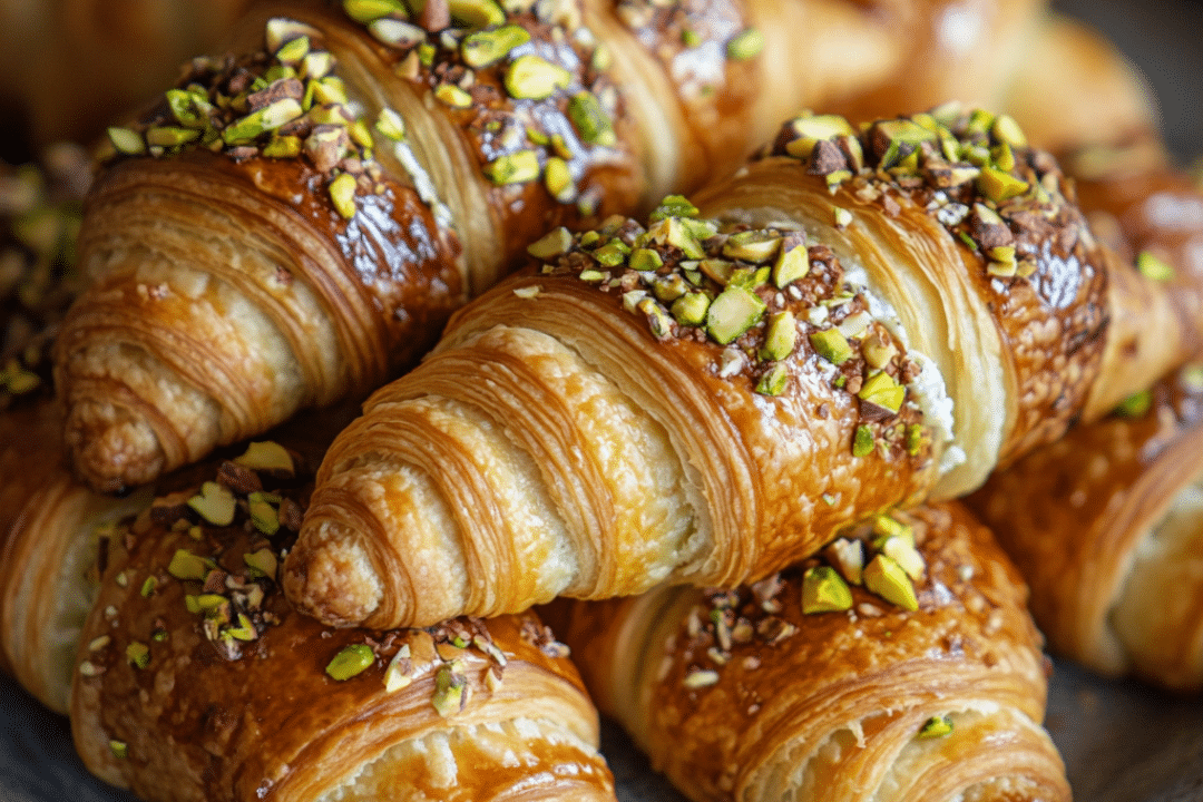 Almond ricotta, croissants, pistachios, quick breakfast, baked croissants, easy snack