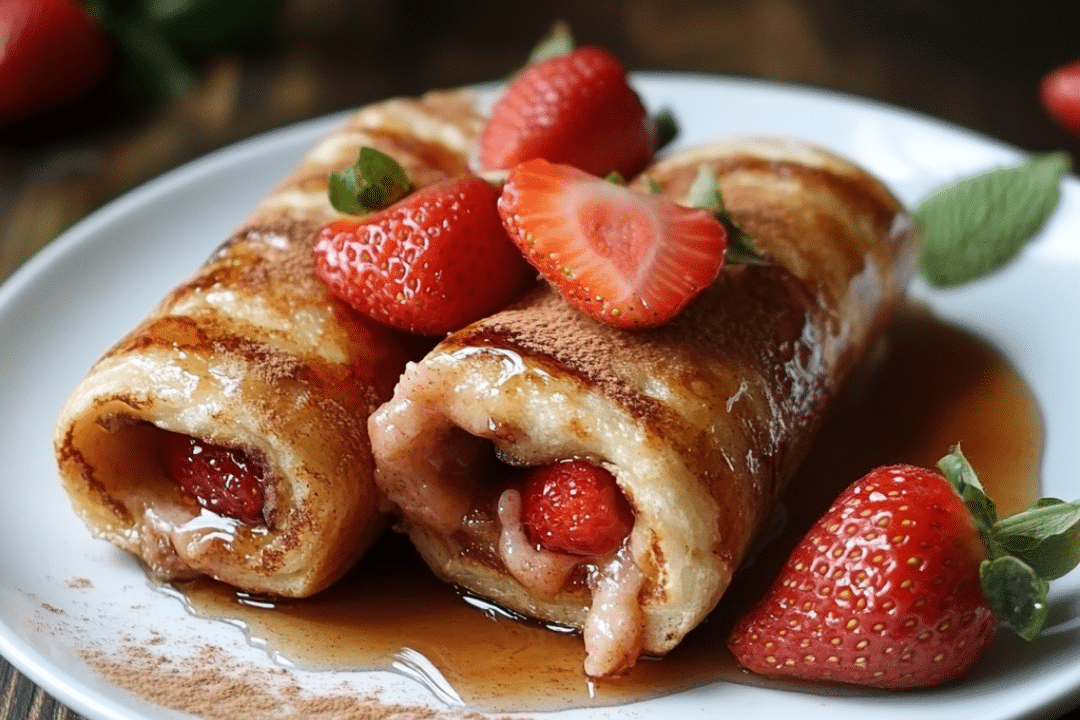 French toast, strawberry roll-ups, cinnamon, breakfast treat, stuffed French toast, easy brunch