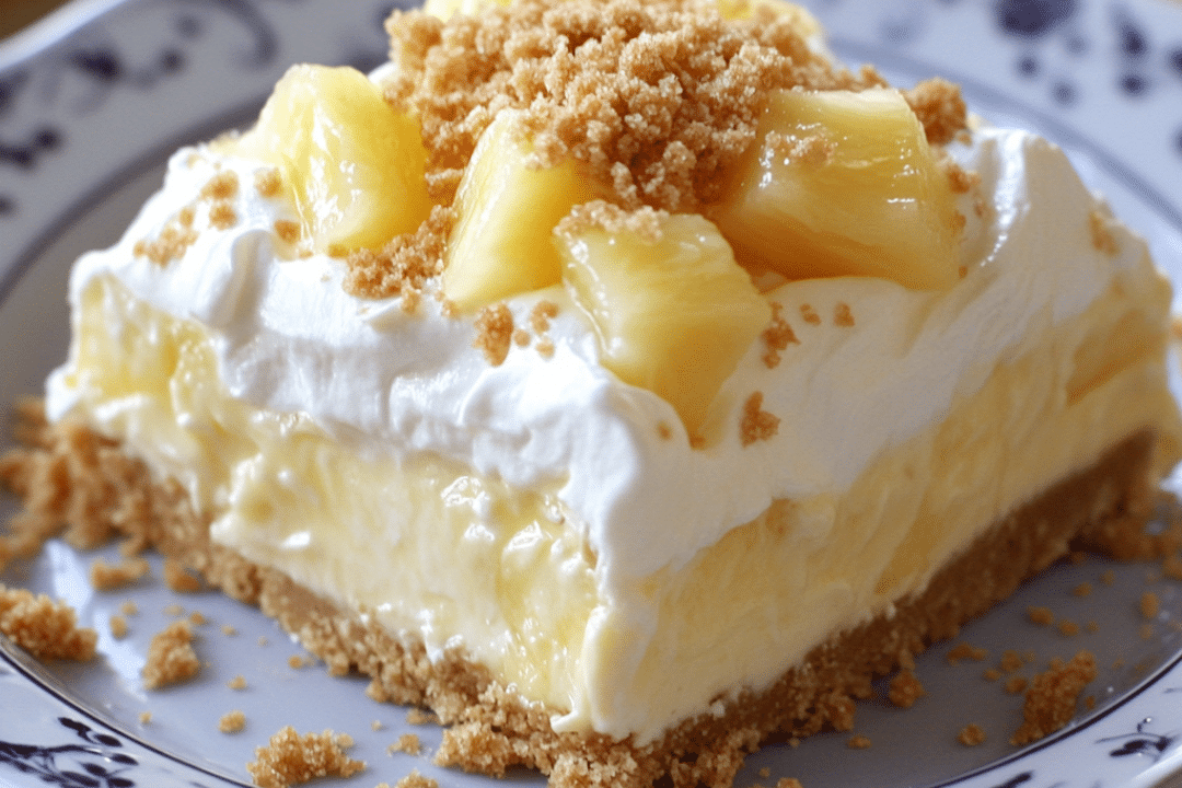 pineapple dessert, no-bake dessert, creamy pineapple, graham cracker crust, tropical dessert, easy dessert