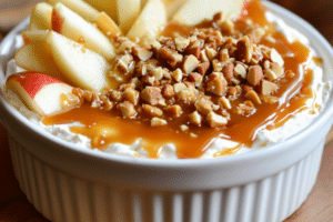 caramel apple dip, cream cheese dip, easy dip, caramel dessert, apple dip, pecan dip