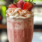 strawberry frappe, smoothie, frozen drink, strawberry milkshake, refreshing beverage