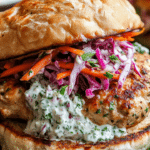 Greek chicken burgers, tzatziki slaw, healthy chicken burgers, grilled burgers, Greek recipe, feta chicken patties, Mediterranean burgers