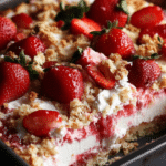 Strawberry cheesecake dump cake, easy strawberry cake, cheesecake dump cake, summer dessert, fruit dump cake