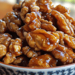 Toffee walnuts, sweet toffee nuts, crunchy walnuts, toffee snack, easy nut candy