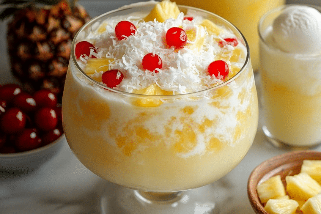 Pineapple Punch, Tropical Drink, Coconut, Pineapple, Party Beverage, Creamy Punch, Holiday Drink, Summer Drink