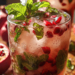 Pomegranate Mojito, Winter Cocktail, Festive Drink, Rum Cocktail, Mint Mojito, Pomegranate Drink