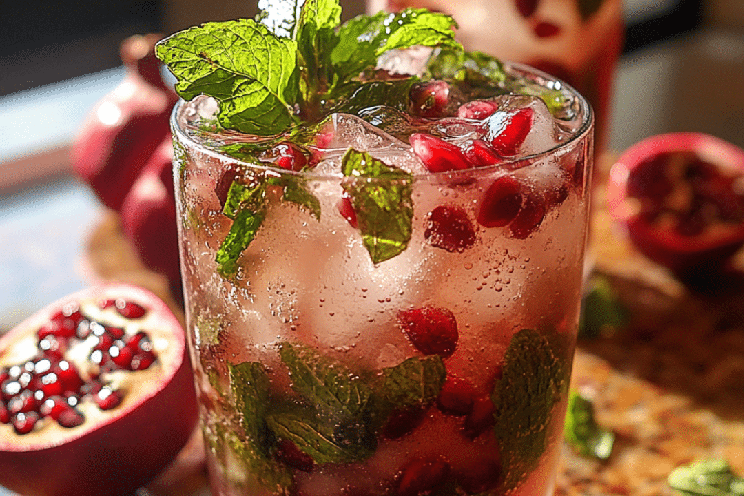 Pomegranate Mojito, Winter Cocktail, Festive Drink, Rum Cocktail, Mint Mojito, Pomegranate Drink