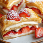 strawberry, cheesecake, puff pastry, dessert, easy dessert, sweet treats, baked pastry