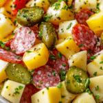 marinated cheese, appetizer, salami, pickles, easy appetizer, cheese platter, savory snack