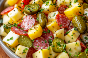 marinated cheese, appetizer, salami, pickles, easy appetizer, cheese platter, savory snack