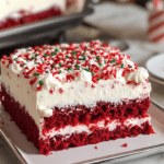 Red Velvet Cake, Christmas Cake, Poke Cake, Holiday Dessert, Festive Cake, Christmas Cake with Sprinkles