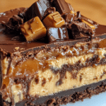 caramel cheesecake, brownie cheesecake, caramel dessert, cheesecake with brownie base, caramel swirl, easy cheesecake recipe, layered cheesecake