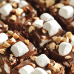 chocolate treats, marshmallow, chewy bars, no-bake dessert, graham cracker crumbs, easy chocolate dessert