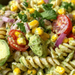 avocado pasta salad, healthy pasta salad, creamy pasta salad, fresh pasta salad, side dish salad