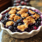 blueberry cobbler, fruit dessert, easy cobbler, summer dessert, baked blueberry dessert