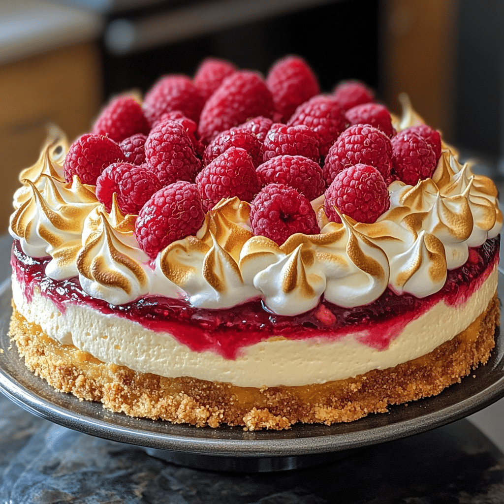 Meringue Cheesecake, lemon, raspberry, cheesecake, meringue, dessert